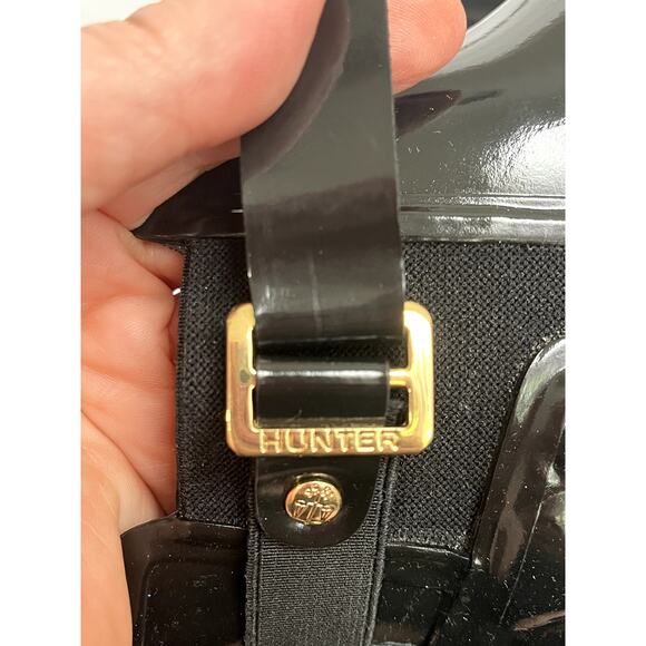 Hunter Refined Gloss Quilt Chelsea boots in black, size 8 - Picture 11 of 13